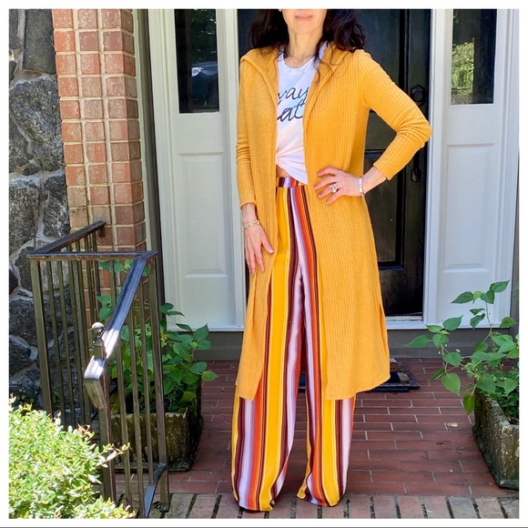 MUSTARD KNIT HOODED CARDIGAN - Picture 3 of 8